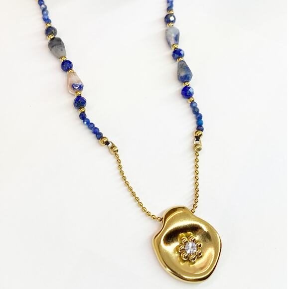 NEW Starburst Pendant Lapis Lazuli Layering Necklace - Picture 7 of 16